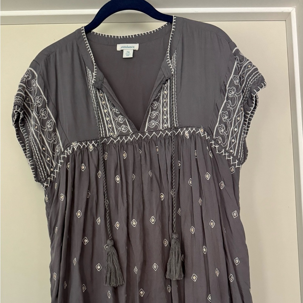Sundance Charcoal Embroidered Dress